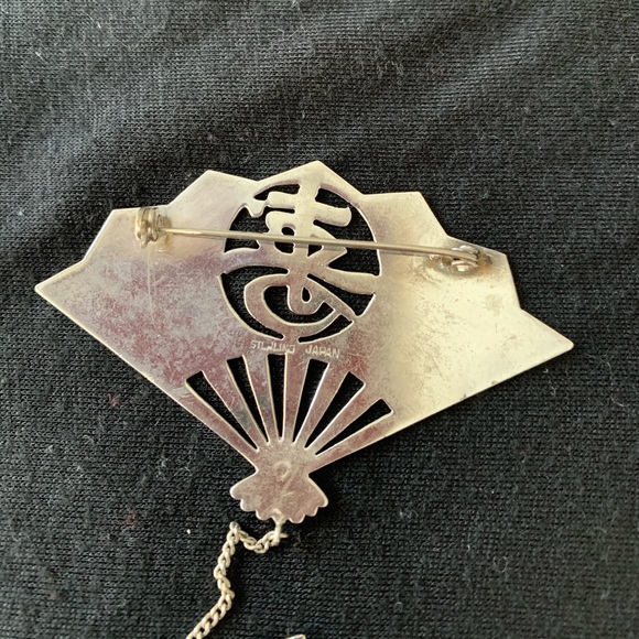 Vintage Sterling Silver Fan Brooch - Picture 7 of 8